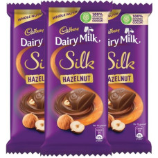 Deals, Discounts & Offers on Food and Health - Cadbury Dairy Milk Silk Hazelnut Chocolate Bar, 143 gm (Pack of 3) Bars(3 x 143 g)