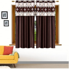 Deals, Discounts & Offers on  - Stella Creations 152 cm (5 ft) Polyester Window Curtain (Pack Of 2)(Abstract, Brown)
