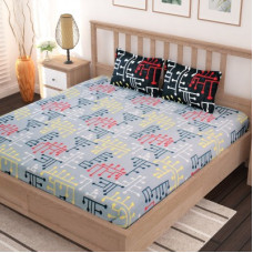 Deals, Discounts & Offers on  - Story@home 120 TC Cotton Double Geometric Bedsheet(Pack of 1, Blue)