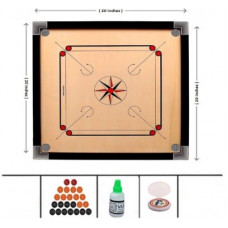 Deals, Discounts & Offers on Sports - PLAY Rabbits 20 Inch Carrom Small Size with Wooden Coins/Striker/Powder (Round Pocket) 50.8 cm Carrom Board(Brown)