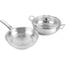 Deals, Discounts & Offers on Cookware - Cello Induction Base Stainless Steel Fry Pan & Kadai Set Pot 40 cm 2 L Capacity with Lid(Stainless Steel, Induction Bottom)