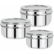 Deals, Discounts & Offers on Kitchen Containers - Renberg Stainless Steel Puri Canister Set of 3, 600ml, Sliver (RBIN-6092) - 600 ml Steel Utility Container(Pack of 3, Silver)