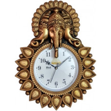 Deals, Discounts & Offers on  - Stop To Shop Mauli Analog 20 cm X 40 cm Wall Clock(Gold, With Glass)