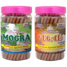 Deals, Discounts & Offers on  - prarthana Combo Pack of Guggal and Mogra Premium Dhoop Sticks (2 Jar of 200gm Each) Charcoal Free/Pollution Free, (Total 400gm) Gugal Dhup batti/Mogra Dhoop bati/Agarbatti Guggal, Mogra(150)