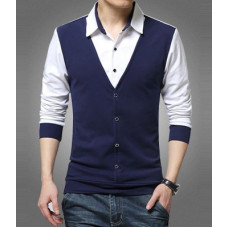 Deals, Discounts & Offers on  - [Size S] Seven RocksSolid Men Polo Neck Dark Blue, White T-Shirt