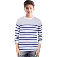 Deals, Discounts & Offers on  - JUGULARBoys Striped, Polka Print Pure Cotton T Shirt(Grey, Pack of 1)