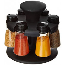 Deals, Discounts & Offers on  - Amazon Brand - Solimo Upright Revolving Plastic Spice Rack, 6 Pieces,Silver
