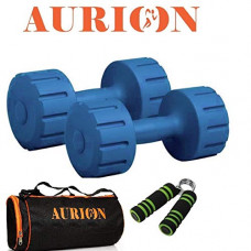 Deals, Discounts & Offers on  - AURION M4+SOTGRIP-X drfl Bag Hand Dumbbells Weights Fitness Home Gym Exercise Barbell 1kg, 2kg, 3kg, 4kg, 5kg Set and Duffel Bag (Blue, Pack of 2)