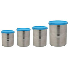 Deals, Discounts & Offers on  - Signoraware Modular Steel Container Round 1000+1500ml+2000ml+6100ml, Set of 4, Blue