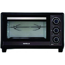 Deals, Discounts & Offers on  - Havells OTG 28R BL - 28 Litre 1200 Watt With 60 min timer, Rotisserie, Inner Lamp, Toughened Double Glass Door, 6 Heating Modes, 4 Skewer rods, Enamelled coated Baking Tray & 2 year warranty (Black)