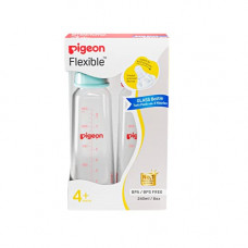 Deals, Discounts & Offers on Baby Care - Pigeon Glass Bottle with Add Nipple M-Twin Pack, Blue & Red, 240 ml, 2 Count