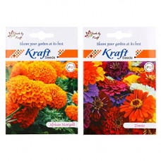 Deals, Discounts & Offers on Outdoor Living  - Kraft Seeds Zinnia Mix and African Marigold Mix 2 in 1 Flower Seed Combo (Pack of 2)