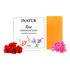Deals, Discounts & Offers on Beauty Care - Inatur Rose & Geranium Sugar Soap, Astringent & Toning, Handmade Ayurvedic Soaps with Floral Divine Notes, Enriched with Rose Oil, Geranium Oil, Honey Extract & Vitamin E, 125 g