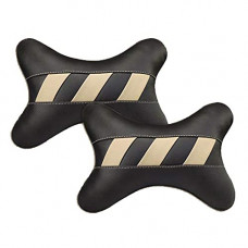 Deals, Discounts & Offers on  - Auto Pearl Neck Rest Black Beige Slash (Set of 2 Pcs)