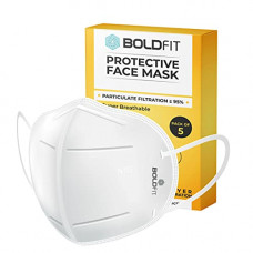 Deals, Discounts & Offers on  - Boldfit Anti Pollution Cotton N95 Reuseable Unisex Face Mask (White, Without Valve, Pack of 5) Third Party Tested by manufacturer at SGS & Ministry of Textiles