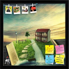 Deals and Offers on - ArtzFolio Magic Book with Family Home, Covered with Grass Printed Bulletin Board Notice Pin Board Soft Board | Black Frame 12 X 12Inch Deals, Discounts & Offers on - ArtzFolio Magic Book with Family Home, Covered with Grass Printed Bulletin Board Notice Pin Board Soft Board | Black Frame 12 X 12Inch