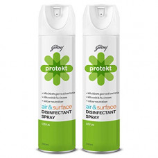 Deals, Discounts & Offers on  - Godrej Protekt Air & Surface Disinfectant Sanitizer Spray - Kills 99.9% Germs & Bacteria, Citrus Fragrance - Pack of 2 (240ml each)