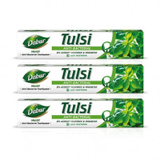 Deals, Discounts & Offers on Health & Personal Care - Dabur Herb'l Tulsi - Anti Bacterial Toothpaste with No added Fluoride and Parabens- 200 g (Pack of 3)