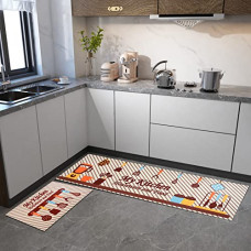 Deals, Discounts & Offers on  - CHHIKARA Kitchen Floor Mat & Runner with Anti Skid Backing, Set of 2, Abstract