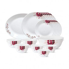 Deals, Discounts & Offers on  - Larah by Borosil - Tiara Series, Paradise, 27 Pcs, Opalware Dinner Set, White