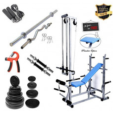 Deals, Discounts & Offers on  - Bodykare Gym bench with 6Kg Rubber Weight Plates, 3ft Curl Rod, 5ft Straight Rod and 1 Pair Dumbbell Rods, Multicolor (jd1154)