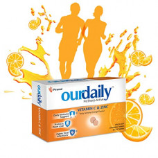 Deals, Discounts & Offers on  -  Ourdaily Vitamin C (500mg) & Zinc, chewable tablets, tasty lemony orange flavour- builds Immunity against viruses and cold - 120 tablets, Orange