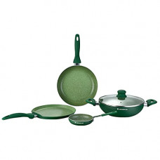 Deals, Discounts & Offers on Cookware - Wonderchef Valencia Aluminium Nonstick Cookware Set (Green, 5 Pieces)