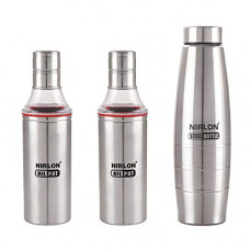 Deals, Discounts & Offers on  - NIRLON SLIM OIL DISPNESR AND WATER BOTTLE SET PACK OF 03,800ML,600ML,WATER BOTTLE