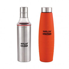 Deals, Discounts & Offers on  - NIRLON SLIM OIL POT AND ORANGE COLOUR WATER BOTTLE COMBO PACK OF 02,1000ML