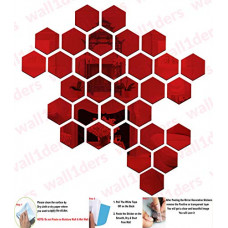 Deals, Discounts & Offers on Home Improvement - Wall1ders - 31 Hexagon & 10 Butterflies Red (Size 10.5 x 12 cm) Hexagon Mirror Wall Stickers, Mirror Stickers for Wall, 3D Mirror Wall Stickers, Wall Stickers