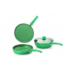 Deals, Discounts & Offers on Cookware - Nirlon Galaxy Induction Nonstick Aluminum Cookware Utensil Set with Glass Lid (4 Piece)