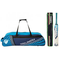 Deals, Discounts & Offers on  - TRIUMPH Tough English Willow Professional Cricket BAT with KB-990 Cricket Wheel Bag Navy/Sky
