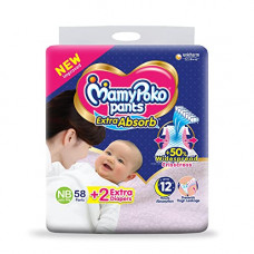 Deals, Discounts & Offers on Baby Care - MamyPoko Pants Extra Absorb Diaper For New Born, suitable For up to 5 Kg of New Born, NB - 1 Size , Pack of 58+2 (NB 1 - 58+2)