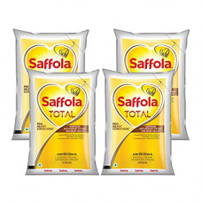 Deals, Discounts & Offers on Lubricants & Oils - Saffola Total Refined Cooking Oil | Blended Rice Bran & Safflower Oil Pouch, 4 X 1L Pouch