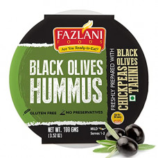 Deals, Discounts & Offers on Lubricants & Oils - Fazlani Foods Ready to Eat Exotic Black Olives Hummus Dip - Pack of 1 (100 Grams Each, Serves 1 to 2 Each) | Healthy, Tasty, Creamy and Delicious Spread Made of Chick Peas & Tahini