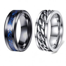 Deals, Discounts & Offers on Earings and Necklace - YouBella Jewellery Stainless Steel Ring Combo For Boys and Men