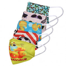 Deals, Discounts & Offers on Beauty Care - Village Venture Reusable Printed Cotton Face Mask For Kids - Pack of 5