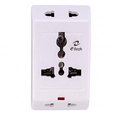 Deals, Discounts & Offers on Electronics - E-Tech 3-Pin 6A Universal Socket Multi Plug Travel Plug Adapter with Surge Protector | LED Indicator | (White)