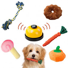 Deals, Discounts & Offers on Toys & Games - Outgeet Chew Toys for Dogs: 6 Pack of Combo Pet Puppy Squeaky Toys Dog Soft Toys Rope Toys Dogs Bell Dog Accessories Durable