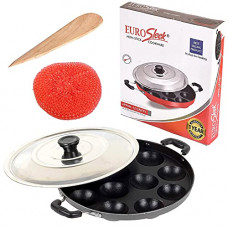 Deals, Discounts & Offers on Cookware - HOMIZE Euro Sleek 12 Cavities Non Stick Appam Patra with Lid, Aluminium, Red (Paniyarrakal/Paniyaram/Appam Pan/Maker/Pan Cake Maker)