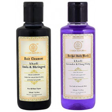 Deals, Discounts & Offers on Beauty Care - Khadi Natural Herbal Ayurvedic Amla and Bhringraj Hair Cleanser (Shampoo), 210ml And Body Wash, 210ml