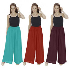 Deals, Discounts & Offers on Women - Florence Women's Crepe Palazzo Bottom (Pack of 3) (PZ-01_04_011_Multicolor_One Size)