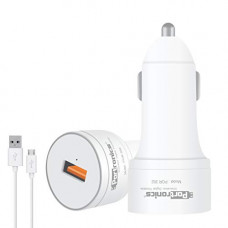 Deals, Discounts & Offers on Mobile Accessories - Portronics Car Power 1Q - Single Port QC 3.0A Quick Charge Car Charger with 1M USB Cable, White