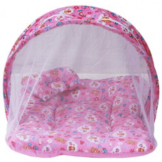 Deals, Discounts & Offers on Baby Care - FARETO Combo Pink Mosquito Net Bed & Front Open Jhabla Pack Of 8 Pcs With 8 Nappies (0-3 Month)