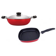 Deals, Discounts & Offers on Cookware - Nirlon Aluminium Non Stick Non Induction cookware Set of 2 Pieces (DKD(B)_GLASSLID_GP24)