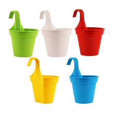 Deals, Discounts & Offers on Gardening Tools - Go Hooked Plastic Small Hook Hanging Pot For Balcony, Size - 20.5 x 14.5 x 8.5 cm (Pack of 5, Multicolor)