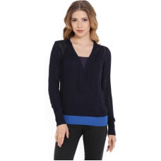 Deals, Discounts & Offers on Laptops - [Size M, L] United Colors of BenettonCasual Full Sleeve Solid Women Black Top
