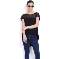 Deals, Discounts & Offers on Laptops - [Size M] BibaCasual Short Sleeve Solid Women Black Top