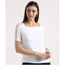 Deals, Discounts & Offers on Laptops - [Size XL] Marks & SpencerCasual Half Sleeve Solid Women White Top