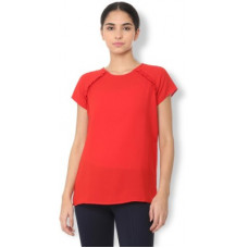 Deals, Discounts & Offers on Laptops - Van HeusenCasual Cap Sleeve Solid Women Red Top